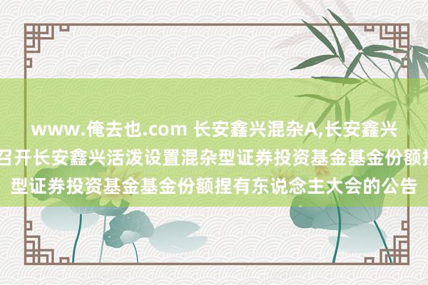 www.俺去也.com 长安鑫兴混杂A,长安鑫兴混杂C: 对于以通信样子召开长安鑫兴活泼设置混杂型证券投资基金基金份额捏有东说念主大会的公告