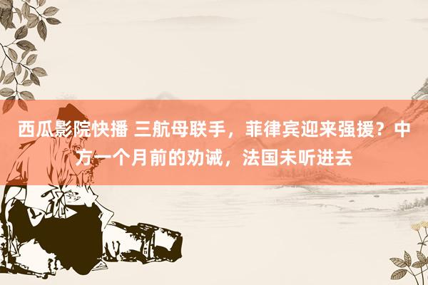 西瓜影院快播 三航母联手，菲律宾迎来强援？中方一个月前的劝诫，法国未听进去