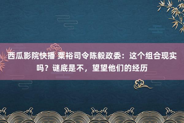 西瓜影院快播 粟裕司令陈毅政委：这个组合现实吗？谜底是不，望望他们的经历