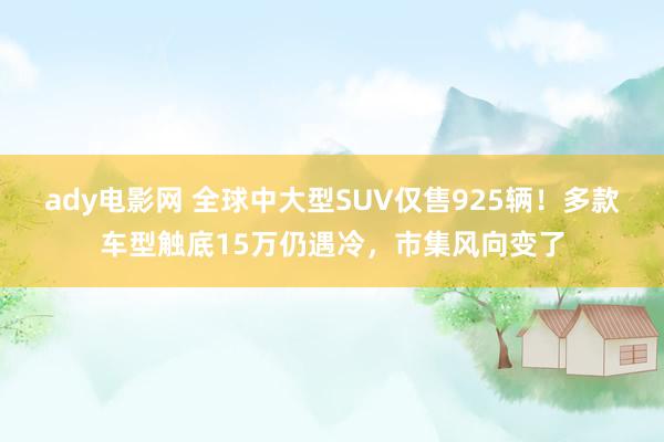 ady电影网 全球中大型SUV仅售925辆！多款车型触底15万仍遇冷，市集风向变了