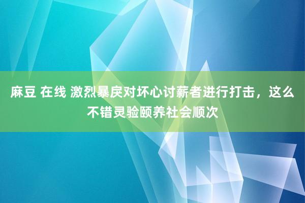 麻豆 在线 激烈暴戾对坏心讨薪者进行打击，这么不错灵验颐养社会顺次
