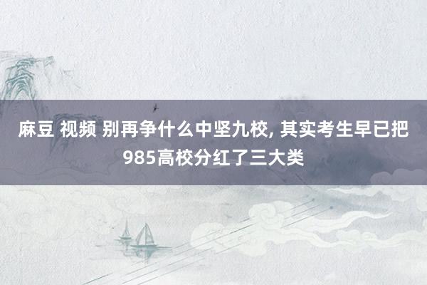 麻豆 视频 别再争什么中坚九校， 其实考生早已把985高校分红了三大类