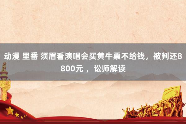 动漫 里番 须眉看演唱会买黄牛票不给钱，被判还8800元 ，讼师解读